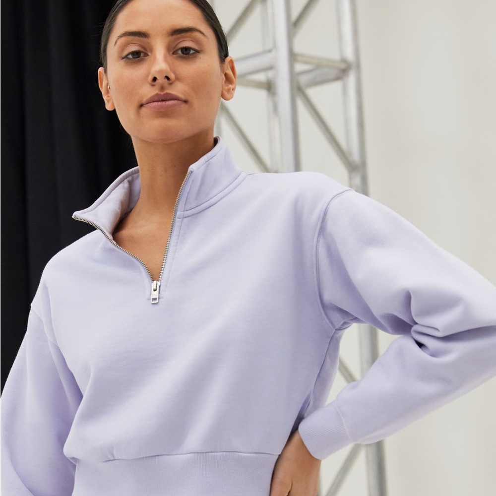 pastel blue TNA 1/4 zip cozy fleece perfect sweatshirt